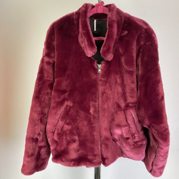 Free People Womens Faux Fur Jacket - Picture 1 of 7